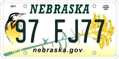 NE license plate 97FJ77