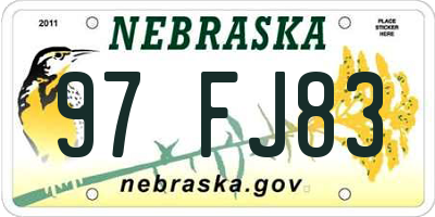 NE license plate 97FJ83