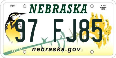 NE license plate 97FJ85