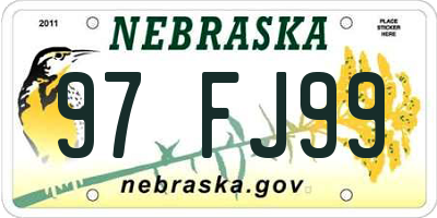 NE license plate 97FJ99