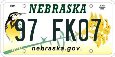 NE license plate 97FK07