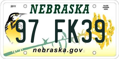 NE license plate 97FK39