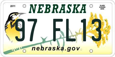 NE license plate 97FL13