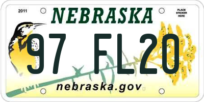NE license plate 97FL20
