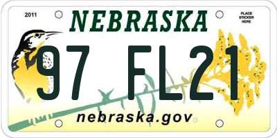 NE license plate 97FL21