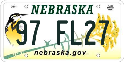 NE license plate 97FL27