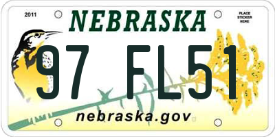NE license plate 97FL51