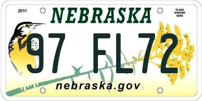 NE license plate 97FL72