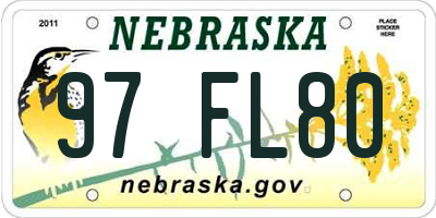 NE license plate 97FL80