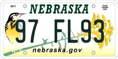 NE license plate 97FL93
