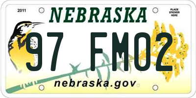 NE license plate 97FM02