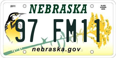 NE license plate 97FM11