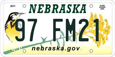 NE license plate 97FM21