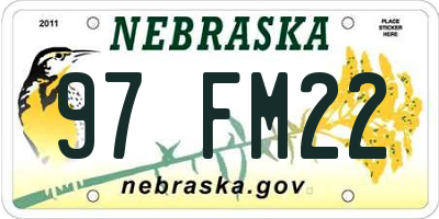 NE license plate 97FM22