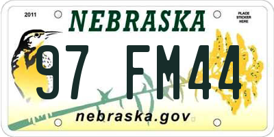 NE license plate 97FM44