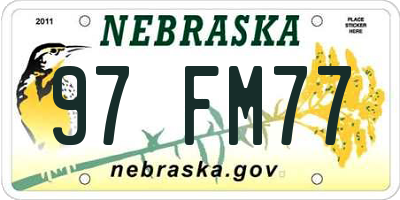 NE license plate 97FM77