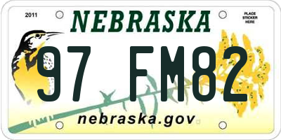 NE license plate 97FM82