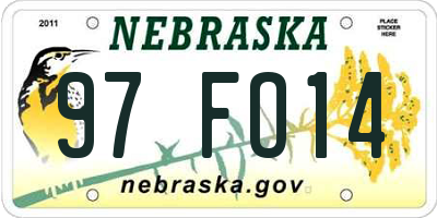 NE license plate 97FO14