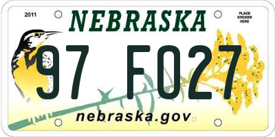 NE license plate 97FO27