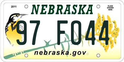 NE license plate 97FO44