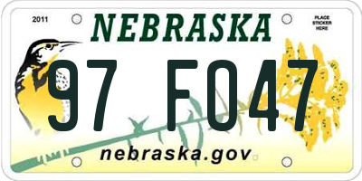NE license plate 97FO47