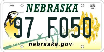 NE license plate 97FO50