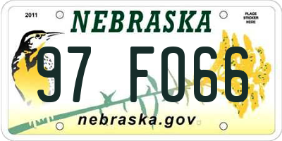 NE license plate 97FO66