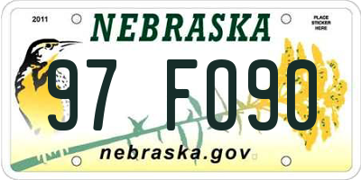 NE license plate 97FO90