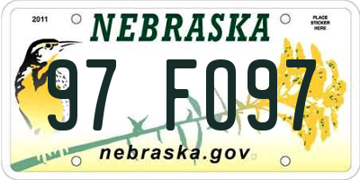 NE license plate 97FO97