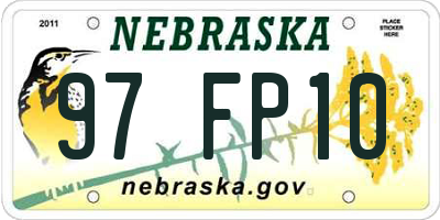 NE license plate 97FP10