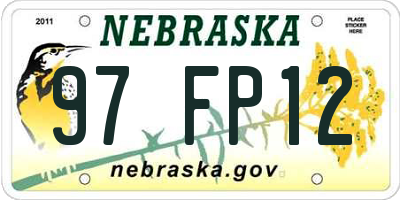 NE license plate 97FP12