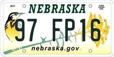 NE license plate 97FP16