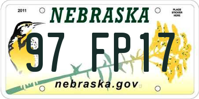 NE license plate 97FP17