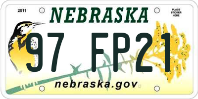 NE license plate 97FP21