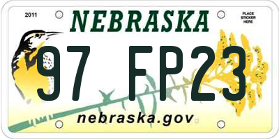 NE license plate 97FP23