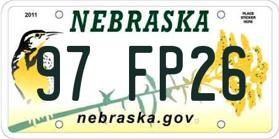NE license plate 97FP26