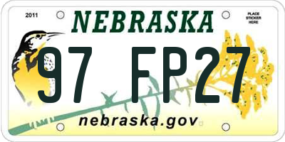 NE license plate 97FP27
