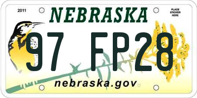 NE license plate 97FP28