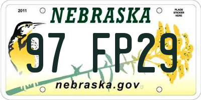 NE license plate 97FP29