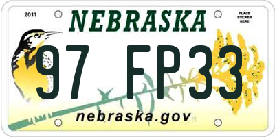 NE license plate 97FP33