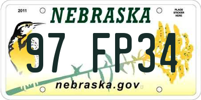 NE license plate 97FP34