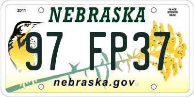 NE license plate 97FP37