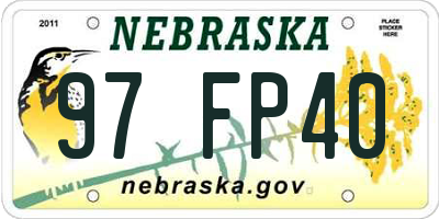 NE license plate 97FP40