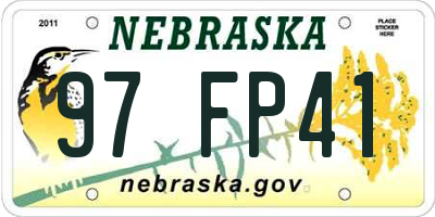 NE license plate 97FP41