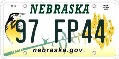 NE license plate 97FP44