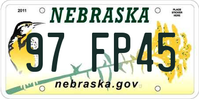 NE license plate 97FP45