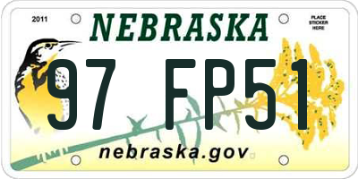 NE license plate 97FP51