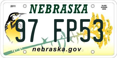 NE license plate 97FP53