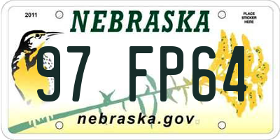 NE license plate 97FP64