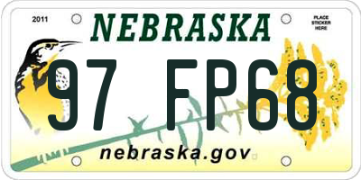 NE license plate 97FP68